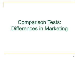 20
Comparison Tests:
Differences in Marketing
 