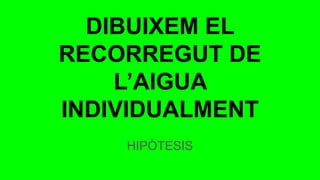 DIBUIXEM EL
RECORREGUT DE
L’AIGUA
INDIVIDUALMENT
HIPÒTESIS
 