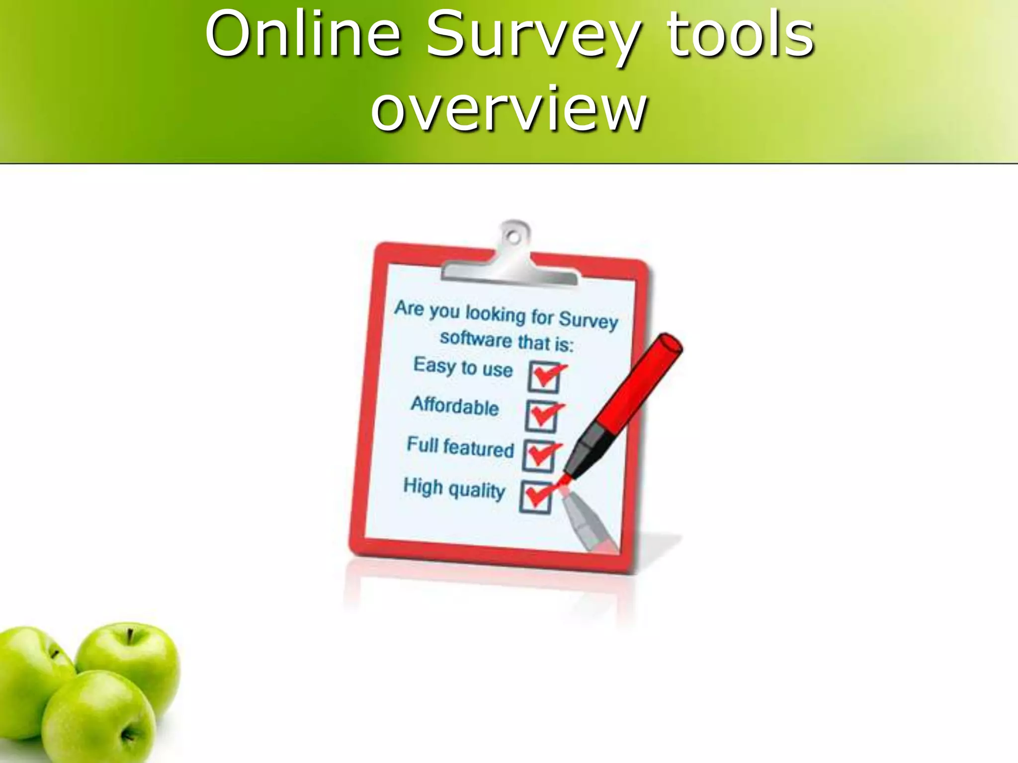 Online Survey toolsoverview