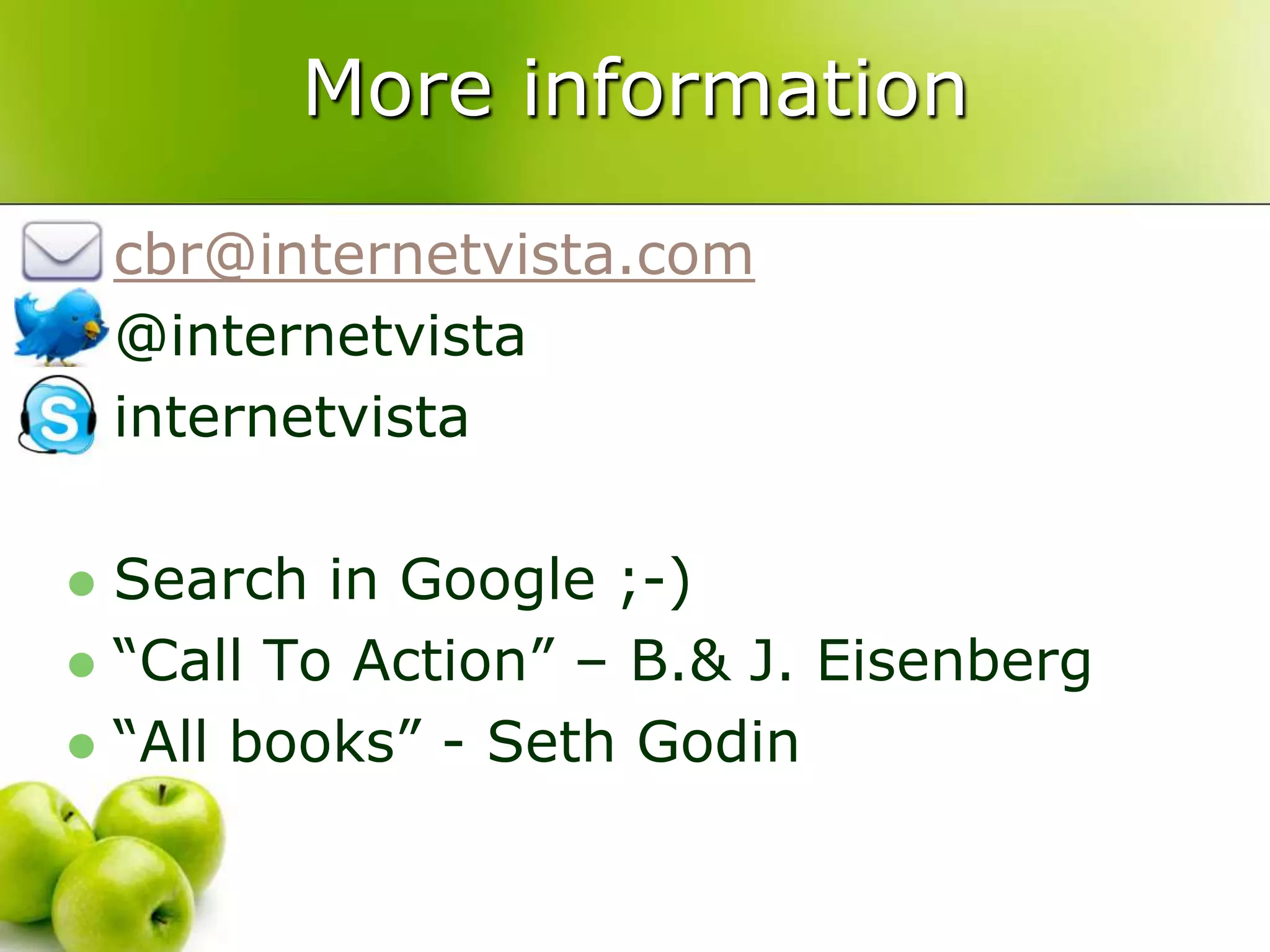 Remember!Limityour questions – keepit to the 4 essentialswhenever possibleMathematicalrigor – watch out for sample size!Proactive & passive cancoexistDon’tbe intrusive – respect yourcustomersMake sure to have resources / processes to:Use the dataAnswercustomer questions or complaintsCan beeasy to implement & not thatexpensive