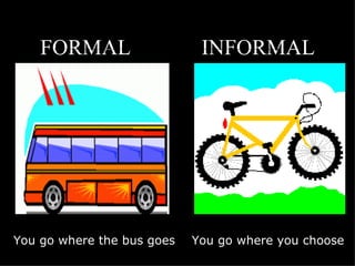 FORMAL  INFORMAL You go where the bus goes You go where you choose Jay Cross – Internet Time 