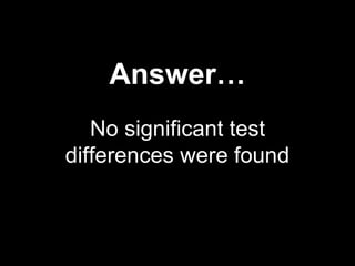Answer…
No significant test
differences were found
 