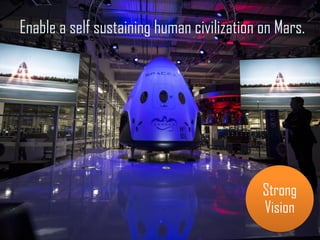 Enable a self sustaining human civilization on Mars.
Strong
Vision
 