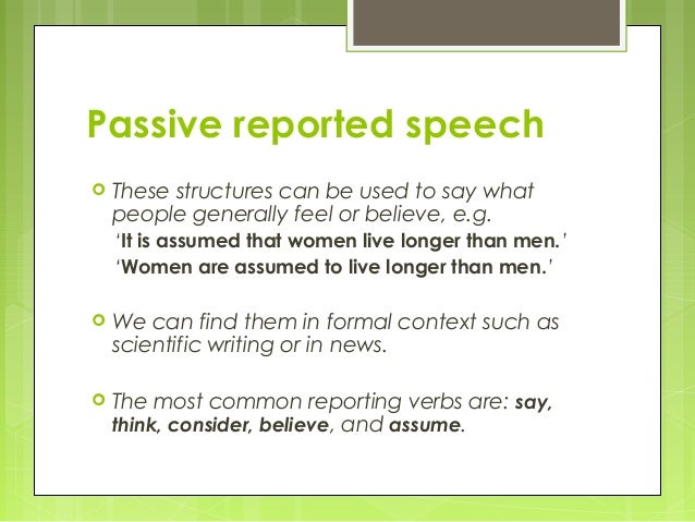 reported speech of passive voice