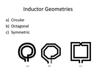 Inductor Geometries
a) Circular
b) Octagonal
c) Symmetric
 
