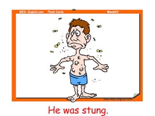He was stung.
 