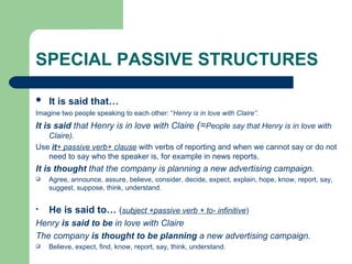 Passive Structure Notes Passive voice presentación 3º | PPS