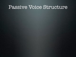Passive Voice Structure
 