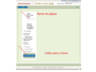 Nome da página Voltar para a Home