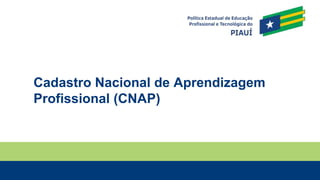 Cadastro Nacional de Aprendizagem
Profissional (CNAP)
 