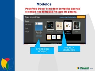 MODELO ESCOLHIDO OPÇÕES DO MODELO Modelos Podemos trocar o modelo completo apenas clicando nos template no topo da página. 