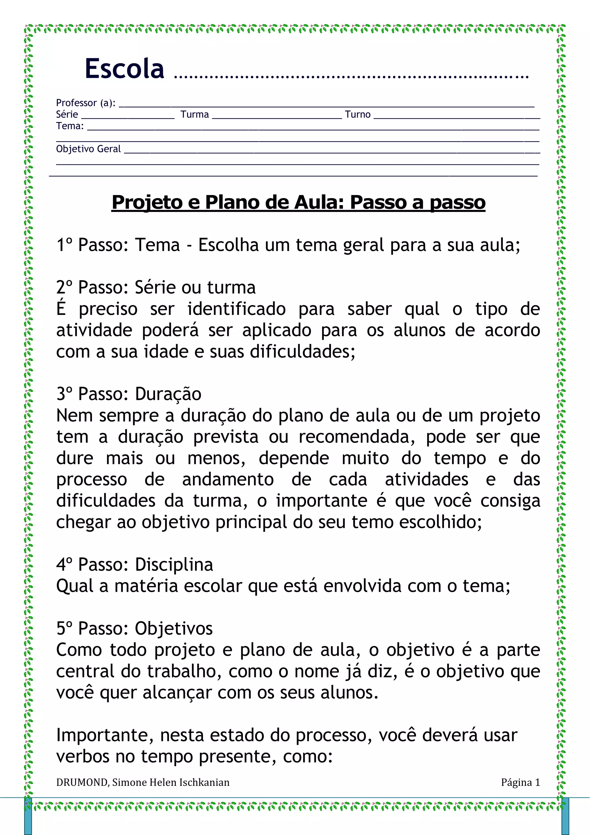 Passo para um plano de aula | PDF