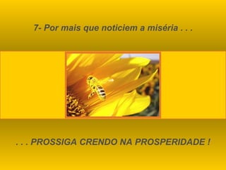 7- Por mais que noticiem a miséria . . . . . . PROSSIGA CRENDO NA PROSPERIDADE ! 
