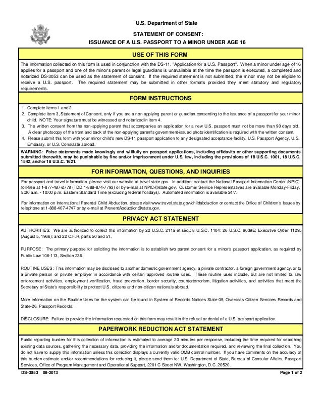 passport for minor consent passport notary form