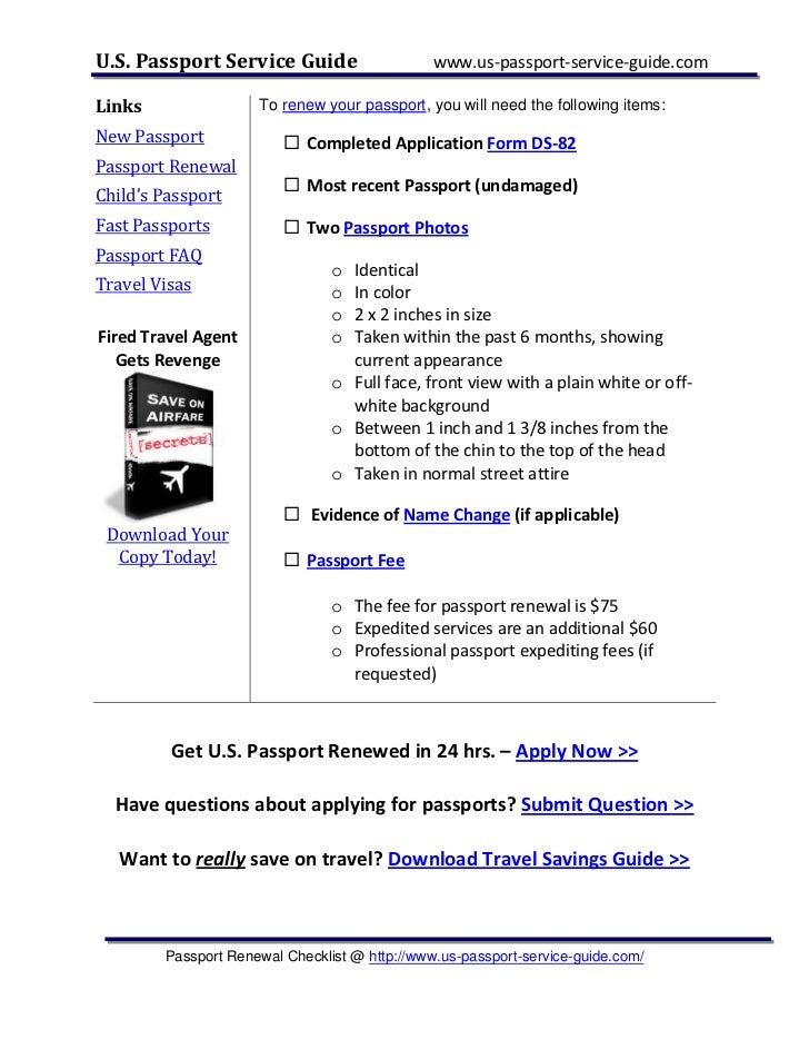 Passport Renewal Checklist Passport Renewal Checklist