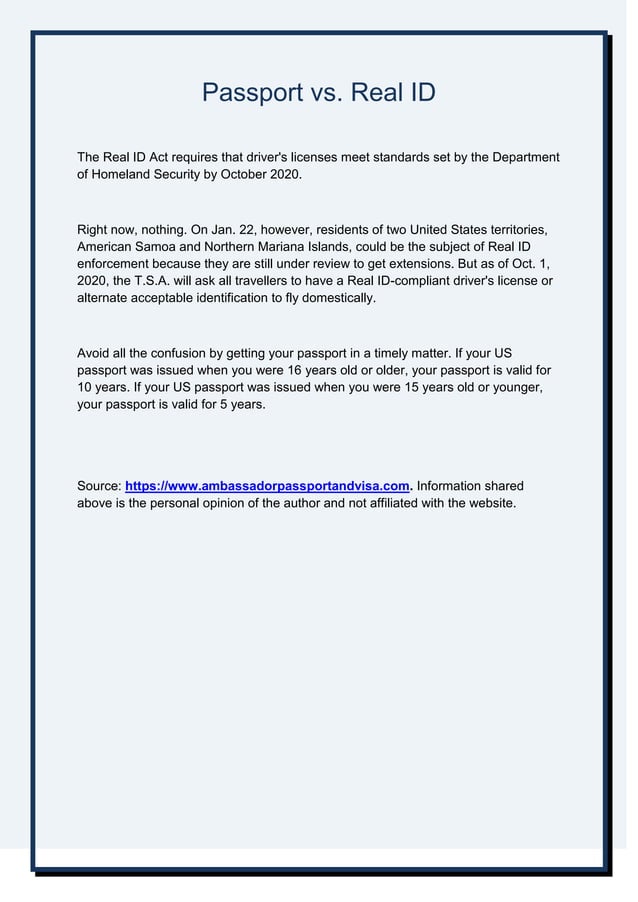 Passport vs. Real ID PDF