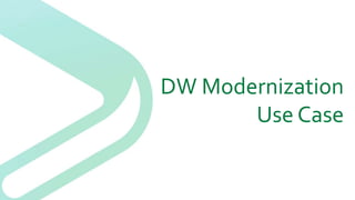 DW Modernization
Use Case
 