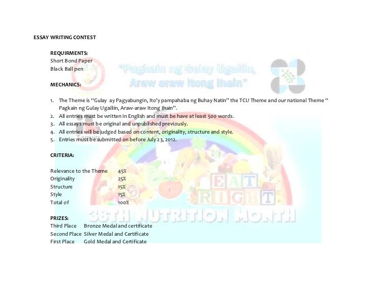 Essay writing contest nutrition month 2014