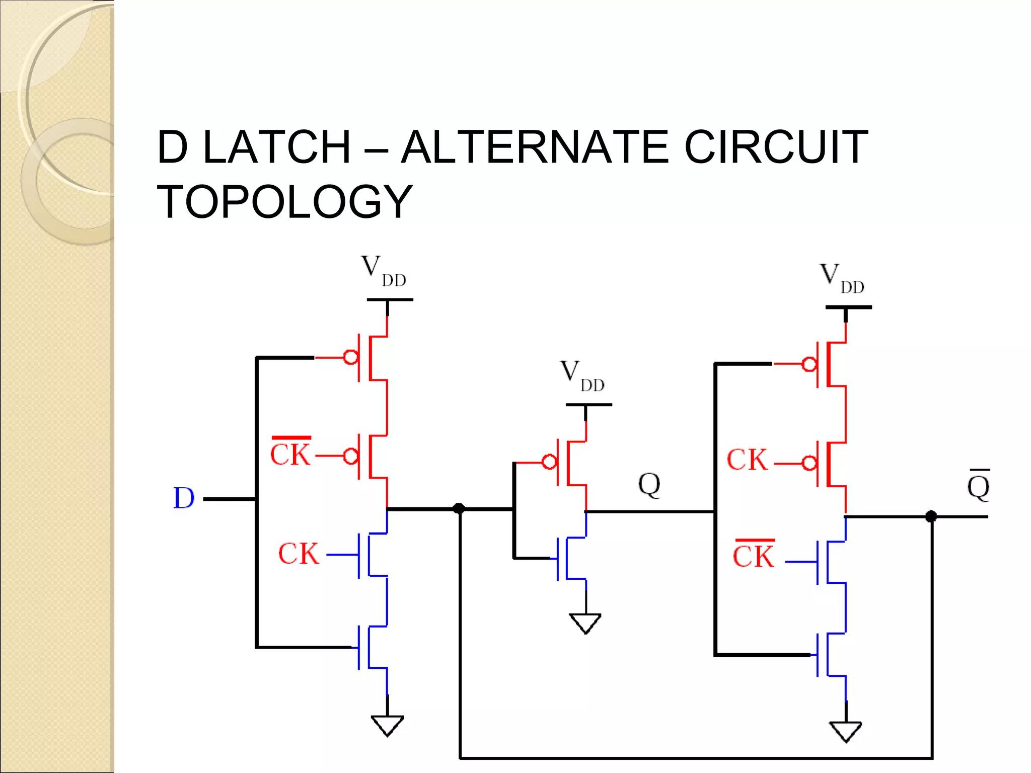 D LATCH – ALTERNATE CIRCUIT
TOPOLOGY

 