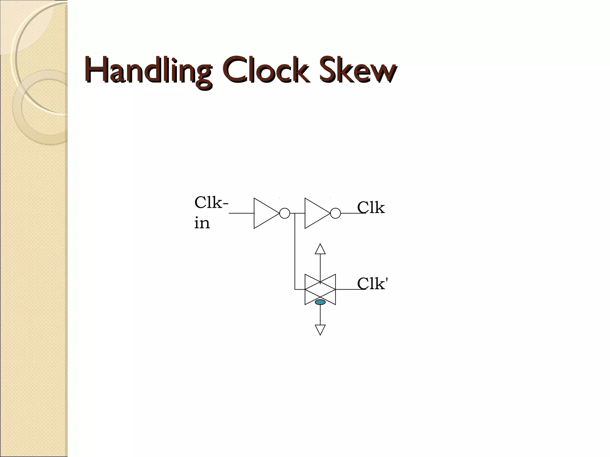 Handling Clock Skew

Clkin

Clk

Clk'

 