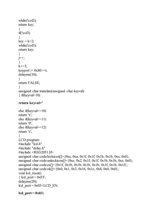 Password based door lock system using 8051 microcontroller final report ...
