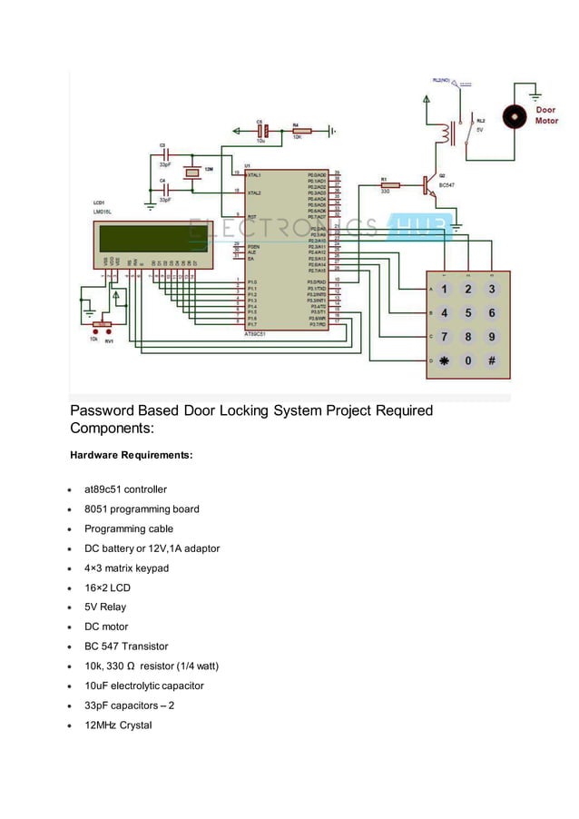 Password based door lock system using 8051 microcontroller final report ...