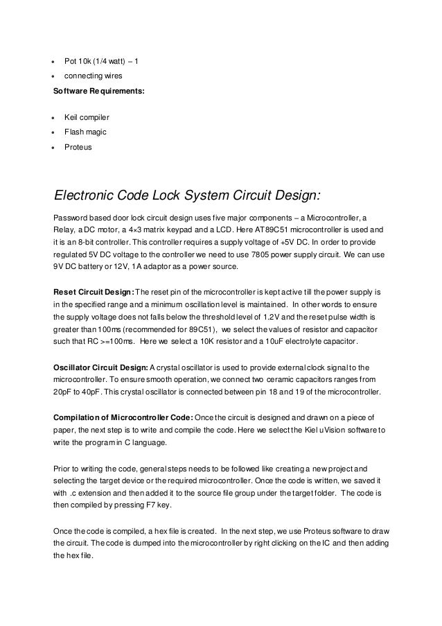 Password Based Door Lock System Using 8051 Microcontroller