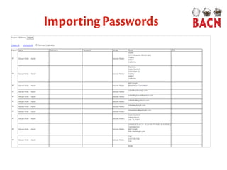 Importing Passwords
 