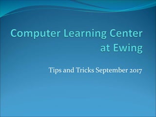 Tips and Tricks September 2017
 