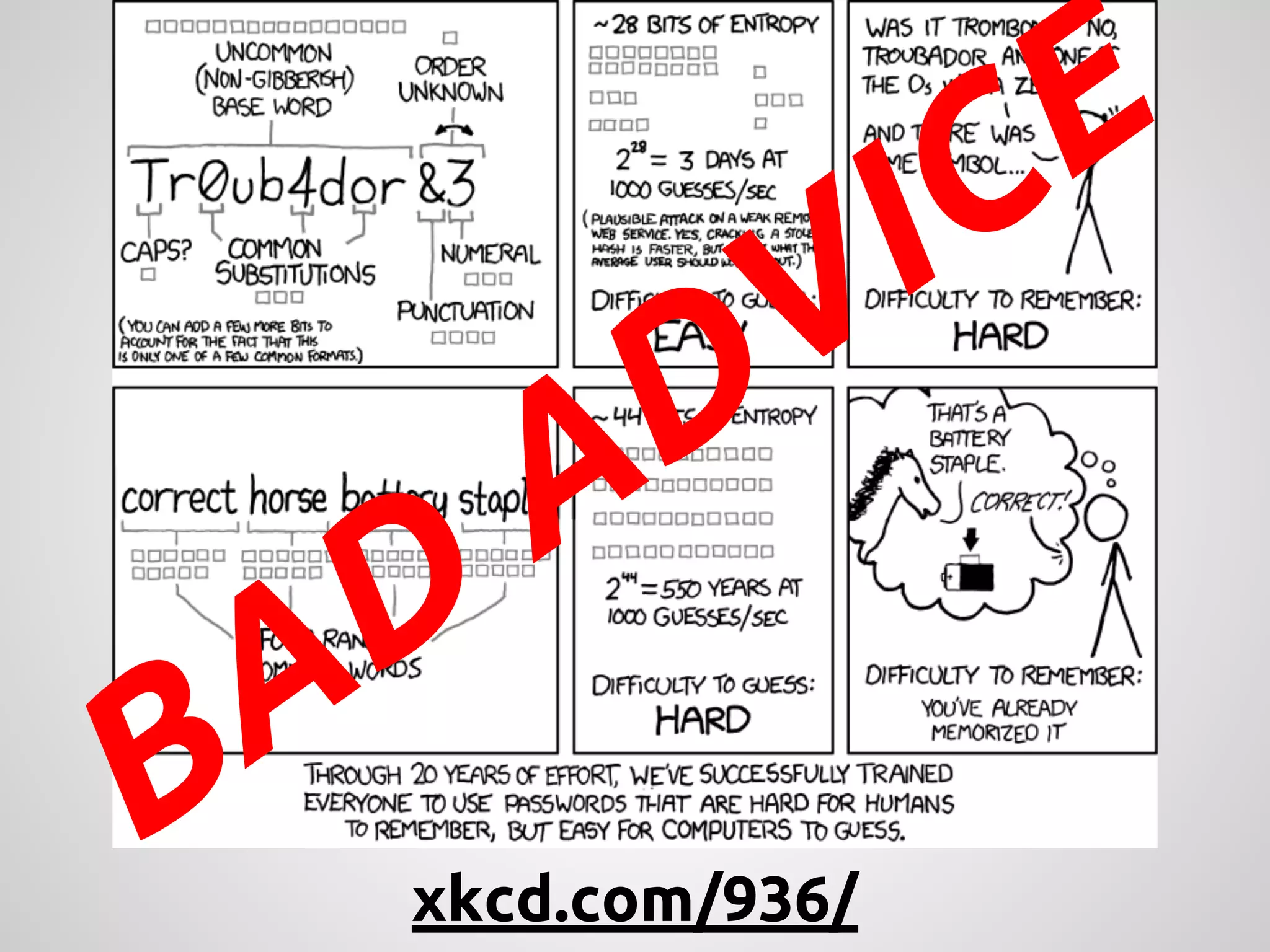 BAD ADVICE xkcd.com/936/ 