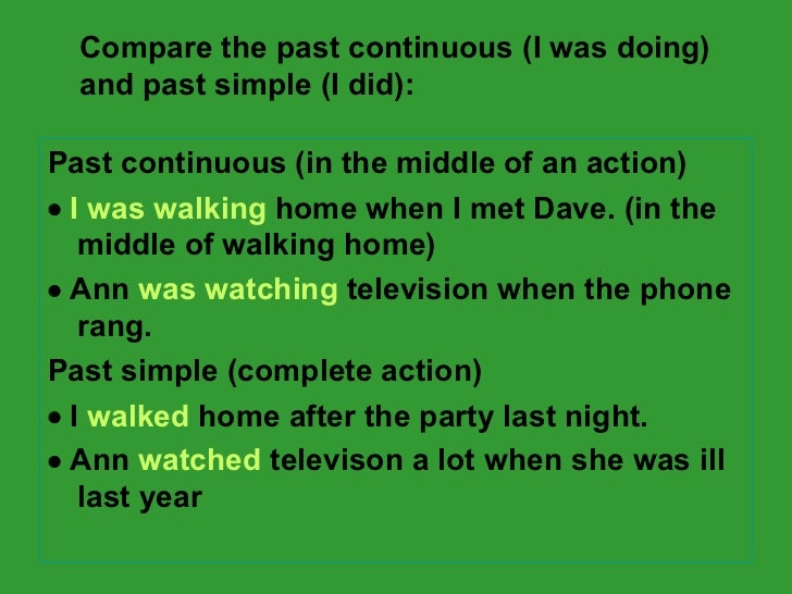 Past Continuous Form And Use