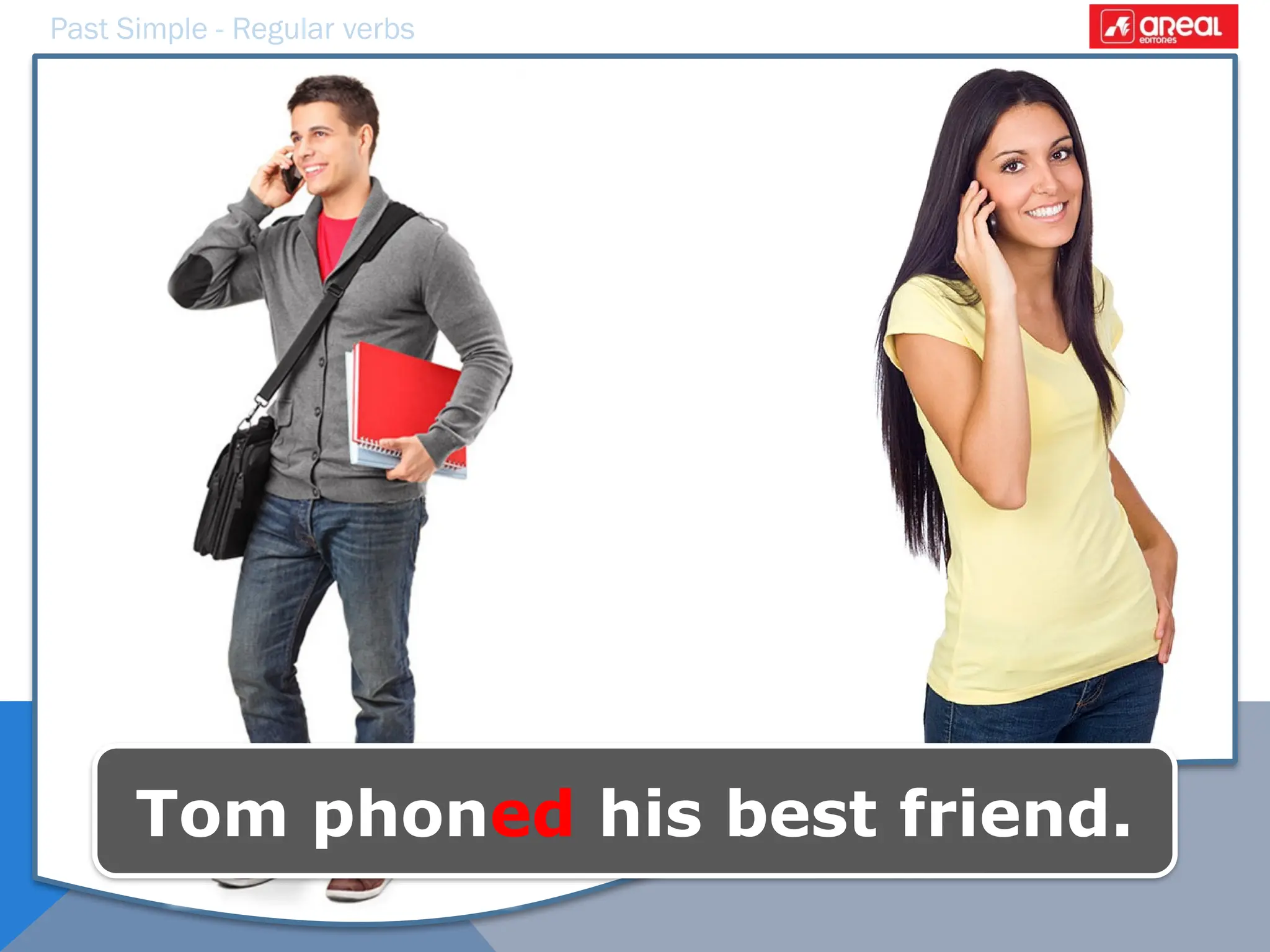 Past Simple - Regular verbs
Tom phoned his best friend.
 