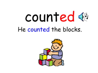 count ed He  counted  the blocks. 