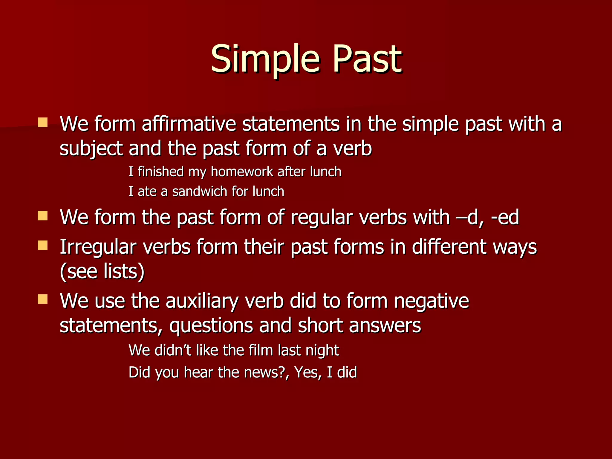 Past tenses | PPT