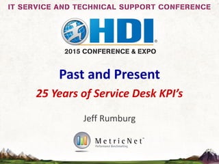 Past and Present
25 Years of Service Desk KPI’s
Jeff Rumburg
 