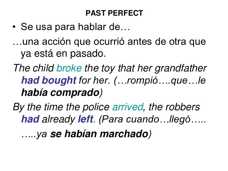 Resultado de imagen para para que sirve el past perfect
