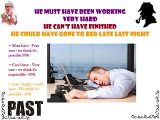  may / might / could have - We think it's possible - 50% Must have - Very sure - we think it's possible 99%