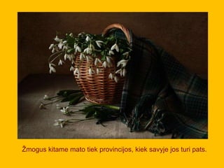 Žmogus kitame mato tiek provincijos, kiek savyje jos turi pats.
 