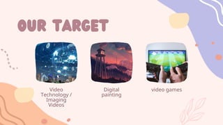 our target
Video
Technology /
Imaging
Videos
Digital
painting
video games
 