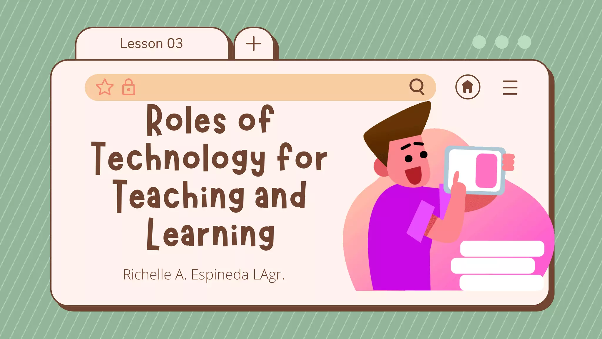 Lesson 03
Roles of
Technology for
Teaching and
Learning
Richelle A. Espineda LAgr.
 