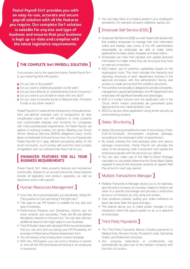 Pastel payroll’s 5 in1 payroll & hr solution