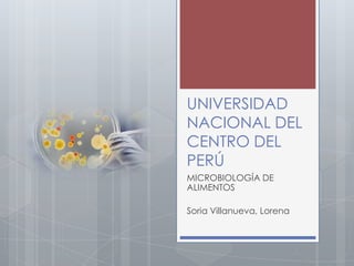 UNIVERSIDAD
NACIONAL DEL
CENTRO DEL
PERÚ
MICROBIOLOGÍA DE
ALIMENTOS
Soria Villanueva, Lorena
 