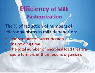 Milk Pasteurization:
There are four common types of milk pasteurization
that vary with temperature and time the milk is he...