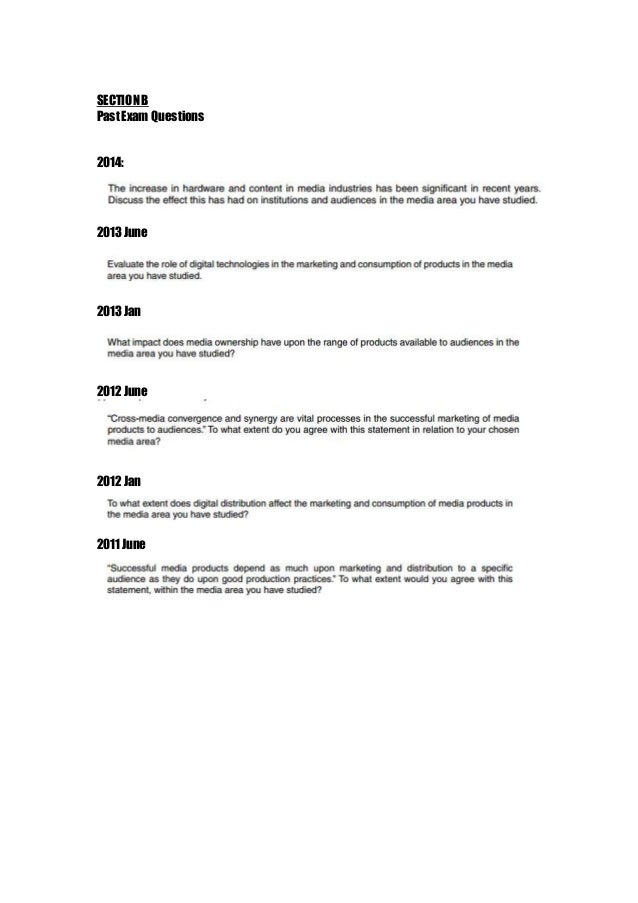 OCR Media Past exam questions Section b