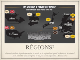 RÉGIONS?
Pourquoi continuer à garder une notion de terroir ou de régionalisme quand on joue avec les saveurs?
Si on connait le style des régions, on n’a pas besoin de pastilles…Et vice-versa.
 