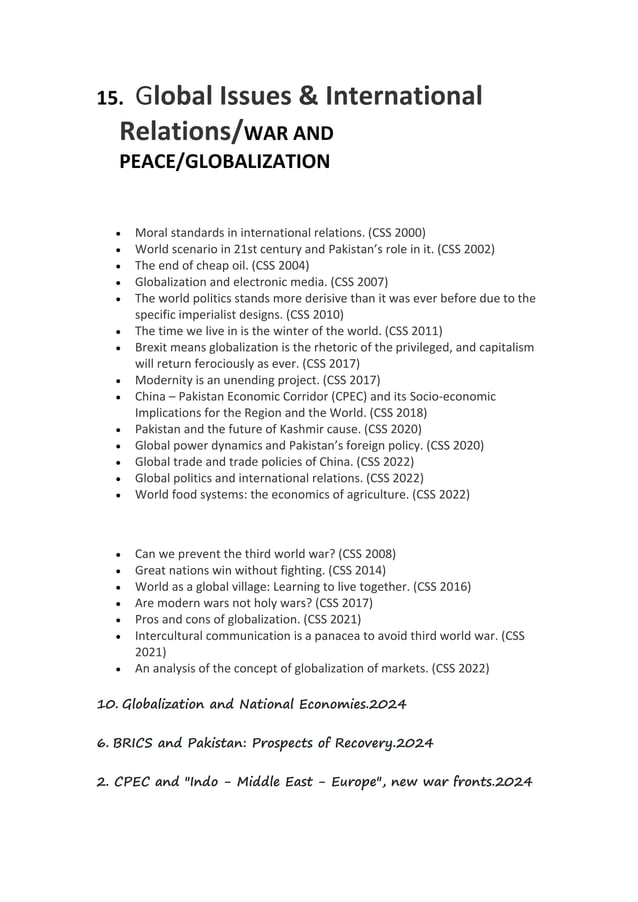 Css essay past paper analysis topic wise 2000 2024 docx