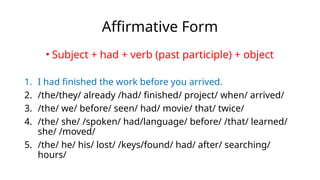 Past Perfect Tense-usages and structures | POTX