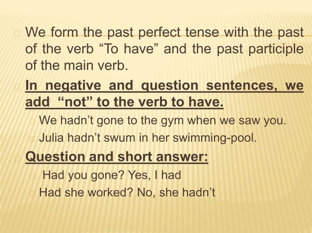 Past perfect versus past simple | PPT