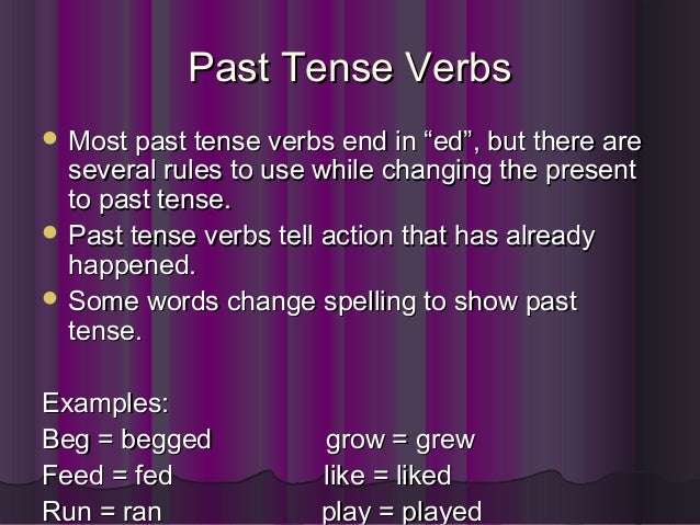 Past Present And Future Tense Words Past Tense Present Tense Future 