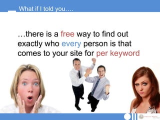 What if I told you….



…there is a free way to find out
exactly who every person is that
comes to your site for per keywo...